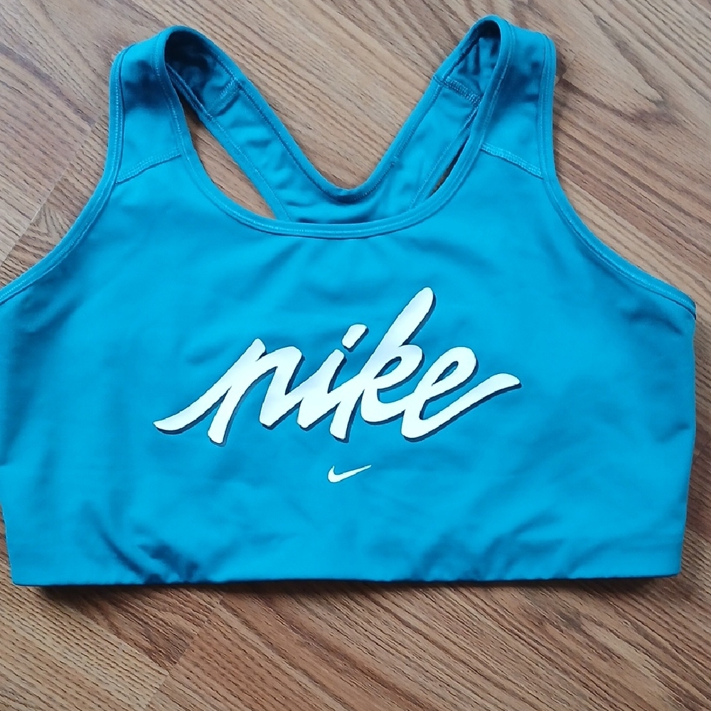 Nike Teal Sports Bra with White Logo